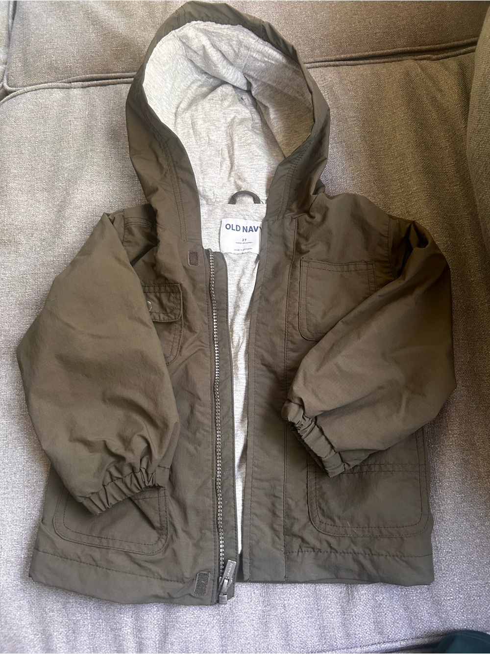 Old Navy Kids' Olive Hooded Rain Jacket